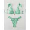 imageWomens 2 Piece Leopard Floral Bathing Suit Wireless Triangle Swimsuit High Waisted Bikini SetsLight Green