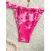 imageWomens 2 Piece Leopard Floral Bathing Suit Wireless Triangle Swimsuit High Waisted Bikini SetsLight Pink