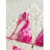 imageWomens 2 Piece Leopard Floral Bathing Suit Wireless Triangle Swimsuit High Waisted Bikini SetsLight Pink