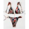 imageWomens 2 Piece Leopard Floral Bathing Suit Wireless Triangle Swimsuit High Waisted Bikini SetsMulticolor