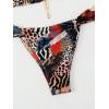 imageWomens 2 Piece Leopard Floral Bathing Suit Wireless Triangle Swimsuit High Waisted Bikini SetsMulticolor