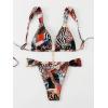 imageWomens 2 Piece Leopard Floral Bathing Suit Wireless Triangle Swimsuit High Waisted Bikini SetsMulticolor