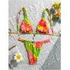 imageWomens 2 Piece Leopard Floral Bathing Suit Wireless Triangle Swimsuit High Waisted Bikini SetsOrange and Green