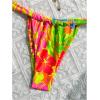 imageWomens 2 Piece Leopard Floral Bathing Suit Wireless Triangle Swimsuit High Waisted Bikini SetsOrange and Green