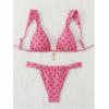 imageWomens 2 Piece Leopard Floral Bathing Suit Wireless Triangle Swimsuit High Waisted Bikini SetsPink