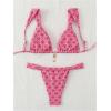 imageWomens 2 Piece Leopard Floral Bathing Suit Wireless Triangle Swimsuit High Waisted Bikini SetsPink
