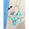 imageWomens 2 Piece Leopard Floral Bikini Sets Halter Triangle String Bathing Suit Starfish Metal SwimsuitsBlue