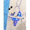 imageWomens 2 Piece Leopard Floral Bikini Sets Halter Triangle String Bathing Suit Starfish Metal SwimsuitsBlue Leopard