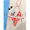 imageWomens 2 Piece Leopard Floral Bikini Sets Halter Triangle String Bathing Suit Starfish Metal SwimsuitsBlue Red