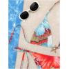 imageWomens 2 Piece Leopard Floral Bikini Sets Halter Triangle String Bathing Suit Starfish Metal SwimsuitsBlue Red