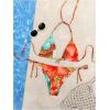 imageWomens 2 Piece Leopard Floral Bikini Sets Halter Triangle String Bathing Suit Starfish Metal SwimsuitsOrange Green