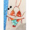 imageWomens 2 Piece Leopard Floral Bikini Sets Halter Triangle String Bathing Suit Starfish Metal SwimsuitsOrange Green