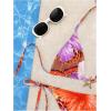 imageWomens 2 Piece Leopard Floral Bikini Sets Halter Triangle String Bathing Suit Starfish Metal SwimsuitsOrange Purple