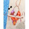 imageWomens 2 Piece Leopard Floral Bikini Sets Halter Triangle String Bathing Suit Starfish Metal SwimsuitsOrange Purple