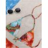 imageWomens 2 Piece Leopard Floral Bikini Sets Halter Triangle String Bathing Suit Starfish Metal SwimsuitsOrange and Blue