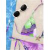 imageWomens 2 Piece Leopard Floral Bikini Sets Halter Triangle String Bathing Suit Starfish Metal SwimsuitsPurple Green