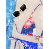 imageWomens 2 Piece Leopard Floral Bikini Sets Halter Triangle String Bathing Suit Starfish Metal SwimsuitsRed Purple
