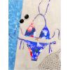 imageWomens 2 Piece Leopard Floral Bikini Sets Halter Triangle String Bathing Suit Starfish Metal SwimsuitsRed Purple