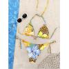 imageWomens 2 Piece Leopard Floral Bikini Sets Halter Triangle String Bathing Suit Starfish Metal SwimsuitsYellow