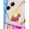 imageWomens 2 Piece Leopard Floral Bikini Sets Halter Triangle String Bathing Suit Starfish Metal SwimsuitsYellow Purple