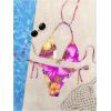 imageWomens 2 Piece Leopard Floral Bikini Sets Halter Triangle String Bathing Suit Starfish Metal SwimsuitsYellow Purple