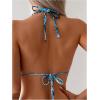 imageWomens 2 Piece Leopard Floral Bikini Sets Ring Triangle Halter Bathing Suit Tie Back SwimsuitBlue