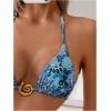 imageWomens 2 Piece Leopard Floral Bikini Sets Ring Triangle Halter Bathing Suit Tie Back SwimsuitBlue