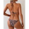 imageWomens 2 Piece Leopard Floral Bikini Sets Ring Triangle Halter Bathing Suit Tie Back SwimsuitBrown