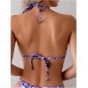 imageWomens 2 Piece Leopard Floral Bikini Sets Ring Triangle Halter Bathing Suit Tie Back SwimsuitDeep Purple
