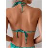 imageWomens 2 Piece Leopard Floral Bikini Sets Ring Triangle Halter Bathing Suit Tie Back SwimsuitFloral Green