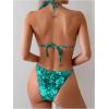 imageWomens 2 Piece Leopard Floral Bikini Sets Ring Triangle Halter Bathing Suit Tie Back SwimsuitFloral Green