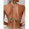imageWomens 2 Piece Leopard Floral Bikini Sets Ring Triangle Halter Bathing Suit Tie Back SwimsuitGreen