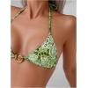 imageWomens 2 Piece Leopard Floral Bikini Sets Ring Triangle Halter Bathing Suit Tie Back SwimsuitGreen