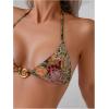 imageWomens 2 Piece Leopard Floral Bikini Sets Ring Triangle Halter Bathing Suit Tie Back SwimsuitMulticolor