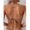 imageWomens 2 Piece Leopard Floral Bikini Sets Ring Triangle Halter Bathing Suit Tie Back SwimsuitMulticolor