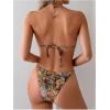 imageWomens 2 Piece Leopard Floral Bikini Sets Ring Triangle Halter Bathing Suit Tie Back SwimsuitMulticolor