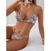imageWomens 2 Piece Leopard Floral Bikini Sets Ring Triangle Halter Bathing Suit Tie Back SwimsuitMulticoloured