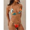 imageWomens 2 Piece Leopard Floral Bikini Sets Ring Triangle Halter Bathing Suit Tie Back SwimsuitOrange Multicolor