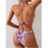 imageWomens 2 Piece Leopard Floral Bikini Sets Ring Triangle Halter Bathing Suit Tie Back SwimsuitPurple