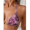 imageWomens 2 Piece Leopard Floral Bikini Sets Ring Triangle Halter Bathing Suit Tie Back SwimsuitPurple