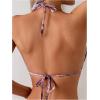 imageWomens 2 Piece Leopard Floral Bikini Sets Ring Triangle Halter Bathing Suit Tie Back SwimsuitPurple