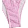 imageWomens 2 Piece Sparkle Bikini Sets Halter Micro Triangle Swimsuit Sequin Bathing Suit Tie Side Thongs BeachwearPink