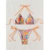 imageWomens 2 Piece Swimsuits Fruit Graphic Halter Triangle Tie Side Thong Bikinis Cheeky Bathing SuitOrange