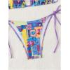 imageWomens 2 Piece Swimsuits Fruit Graphic Halter Triangle Tie Side Thong Bikinis Cheeky Bathing SuitPurple