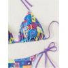 imageWomens 2 Piece Swimsuits Fruit Graphic Halter Triangle Tie Side Thong Bikinis Cheeky Bathing SuitPurple