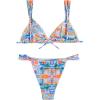 imageWomens 2 Piece Tropical Graphic Bathing Suit Tie Backless Triangle Swimsuit Cute BikiniMulticolor