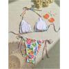 imageWomens 2 Pieces Bikini Set Floral Halter Swimsuit Tie Side Swimwear Graphic BeachwearMulticolor
