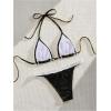 imageWomens 2 Pieces Lace Trim Swimwear Set Bow Knot Halter Swimsuit Backless High Waist BikiniBlack
