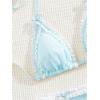 imageWomens 2 Pieces Lace Trim Swimwear Set Bow Knot Halter Swimsuit Backless High Waist BikiniBlue