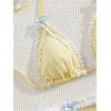 imageWomens 2 Pieces Lace Trim Swimwear Set Bow Knot Halter Swimsuit Backless High Waist BikiniYellow